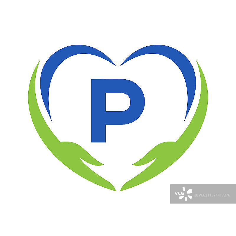 手护理标志在字母p字母p慈善标志图片素材