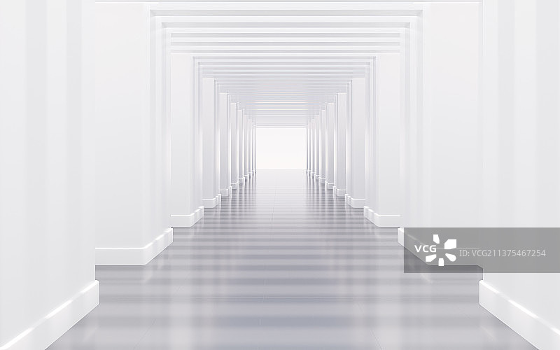 白色建筑隧道3D渲染图片素材