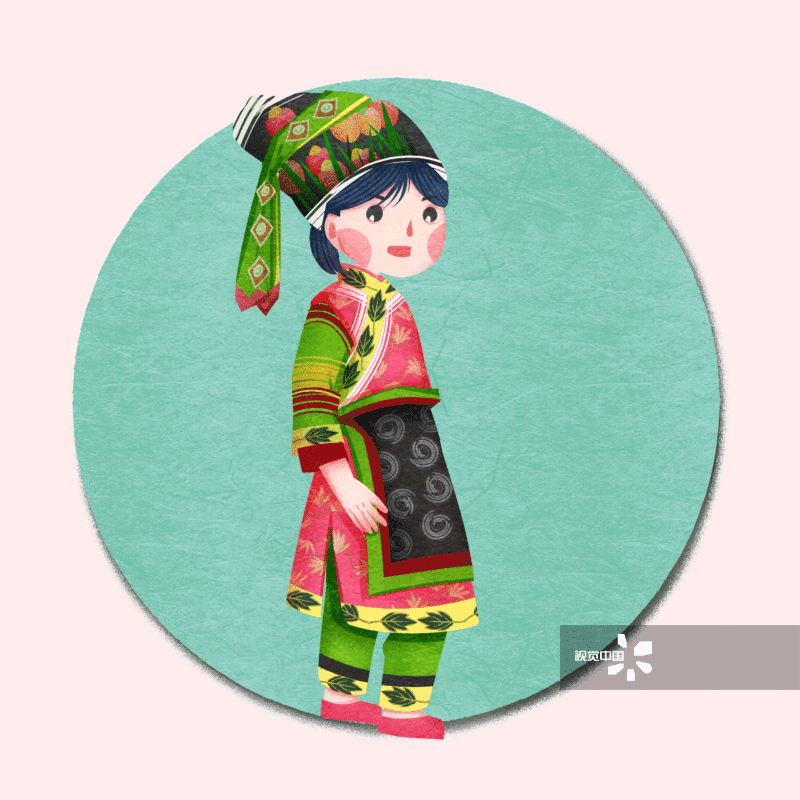 中国五十六个民族彝族人物插画-GIF动图图片素材