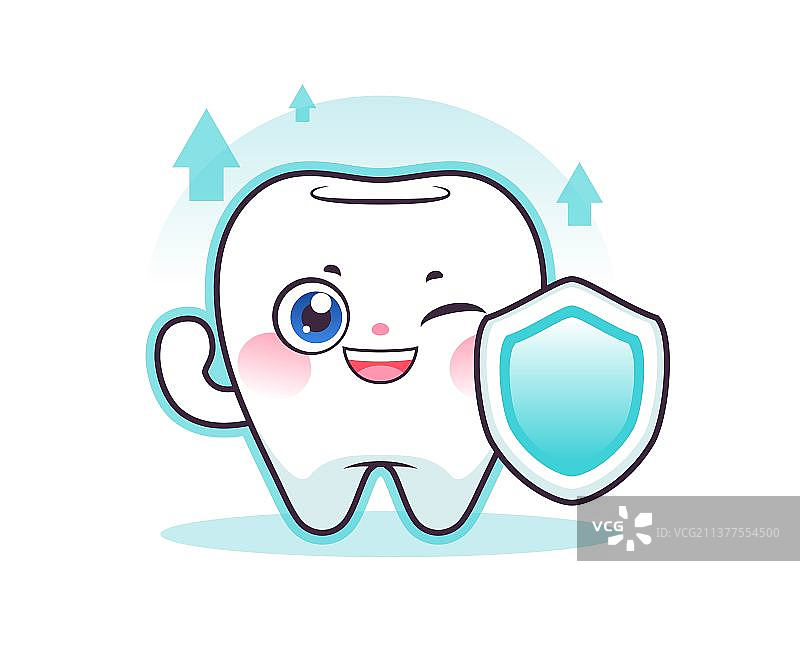 卡通牙齿健康防护插画图片素材