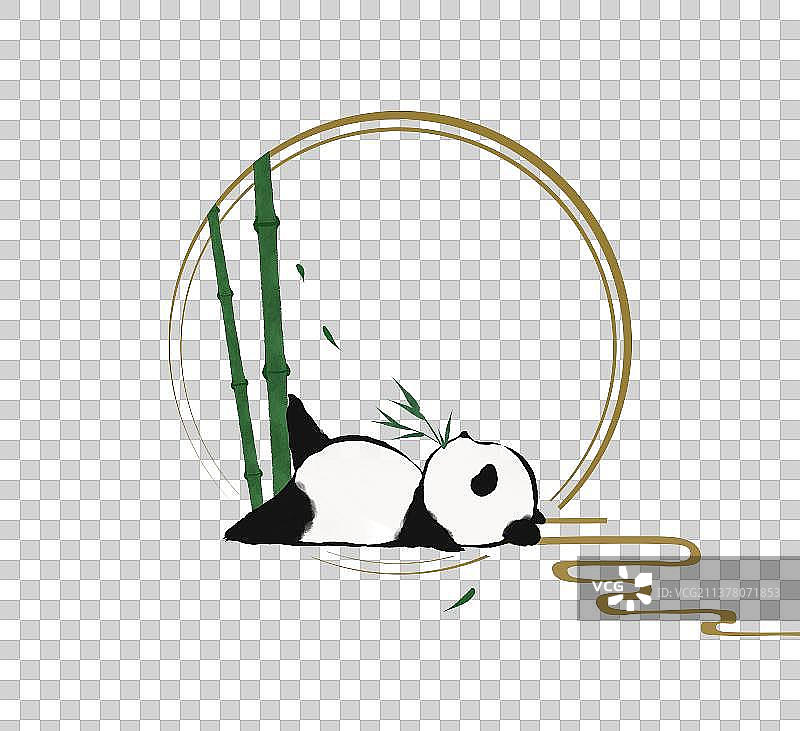 熊猫竹子中式圆形边框图片素材