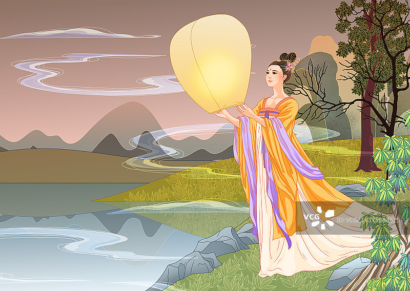 中国国风国潮新中式古代古风汉服少女插图图片素材