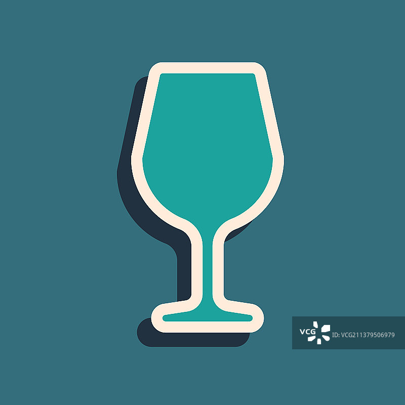 绿色酒杯图标孤立的蓝色背景图片素材