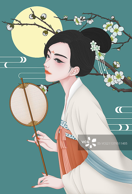 中国风古典汉服美人插画图片素材