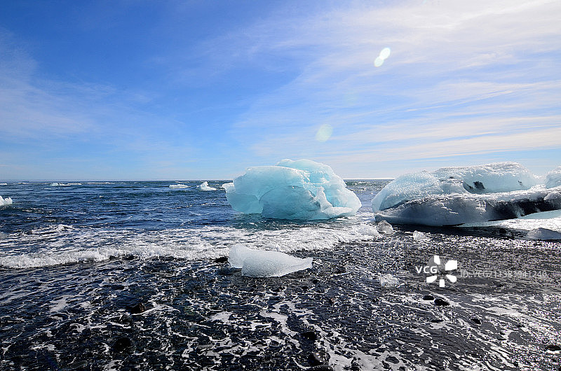 海洋中的冰和冰山的惊人景象图片素材