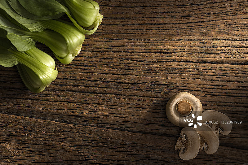 油菜与蘑菇静物图片素材