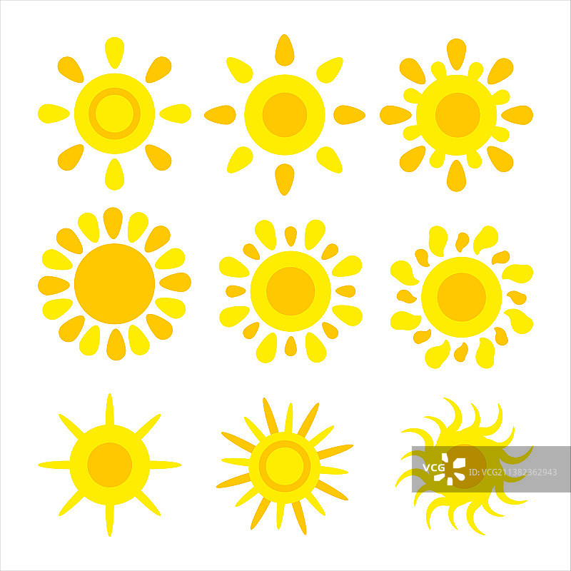 太阳图标图标设置黄色集合图片素材