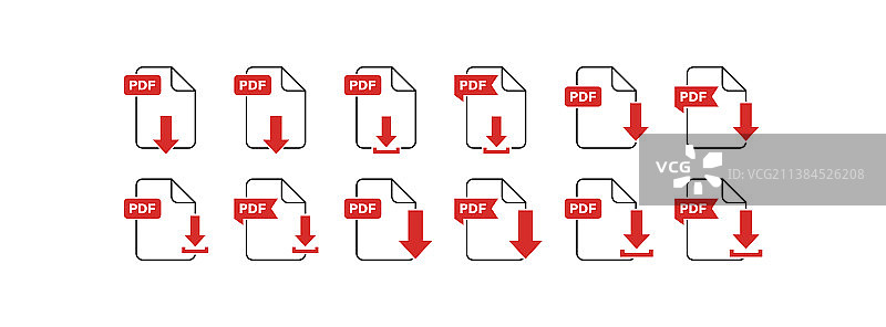 下载PDF文件图标设置平面按钮在白色图片素材