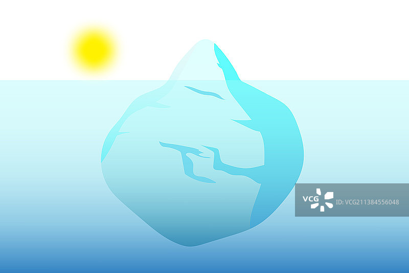 冰山在平面风格的深蓝色背景图片素材