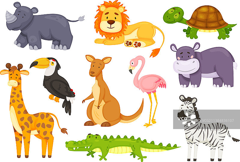 卡通有趣的非洲动物野生野生动物图片素材