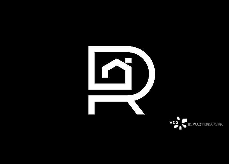 极简主义的房子r字母标志图片素材
