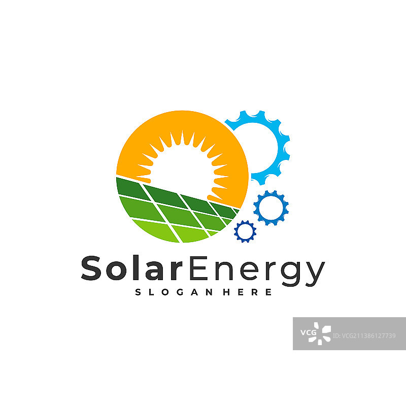 太阳能齿轮logo模板创意太阳能电池板图片素材