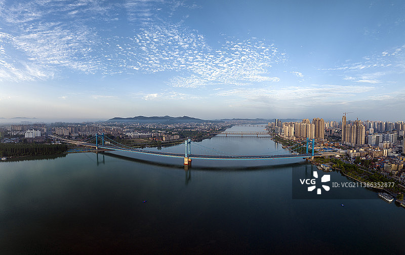 航拍襄阳汉江桥梁城市全景风光图片素材