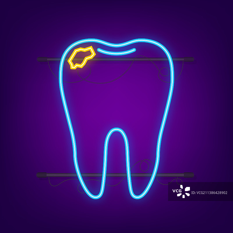 牙齿图标牙医霓虹灯图标健康的牙齿图片素材