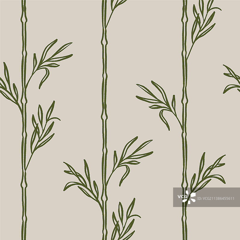 竹子放松图案重复在米色和绿色图片素材