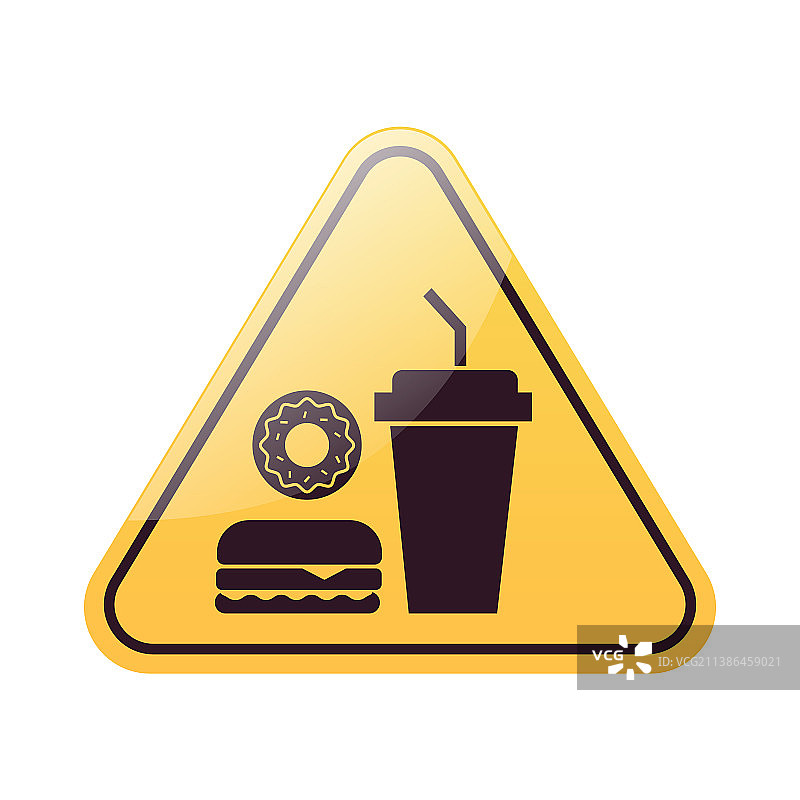 禁止垃圾食品黄色三角标志快餐图片素材