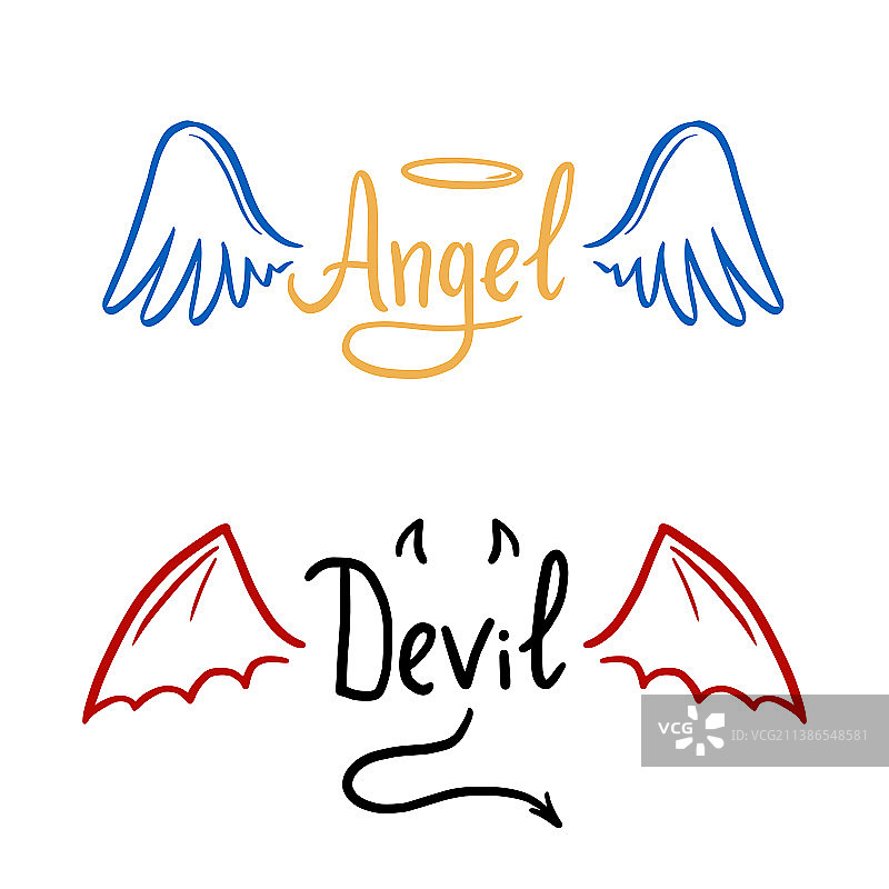 天使和魔鬼的风格化图片素材