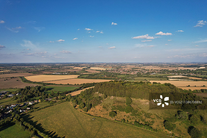 英国乡村景观的鸟瞰图，无人机镜头图片素材