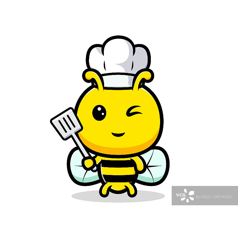 可爱的蜜蜂厨师动物吉祥物设计图片素材