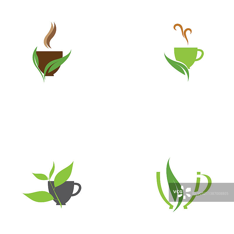 叶芽绿色有机茶杯叶标志图片素材