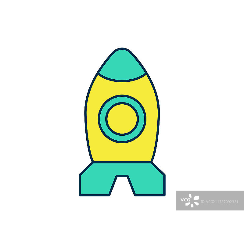 填充轮廓火箭飞船玩具图标孤立上图片素材