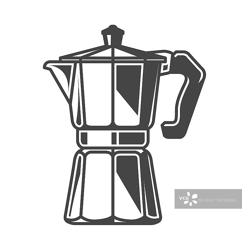 摩卡壶经典咖啡冲泡壶图标图片素材
