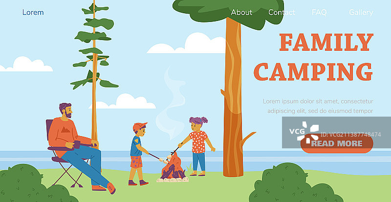 家庭露营旅游网站页面布局图片素材