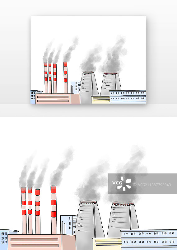 环境污染工厂烟筒冒烟图片素材