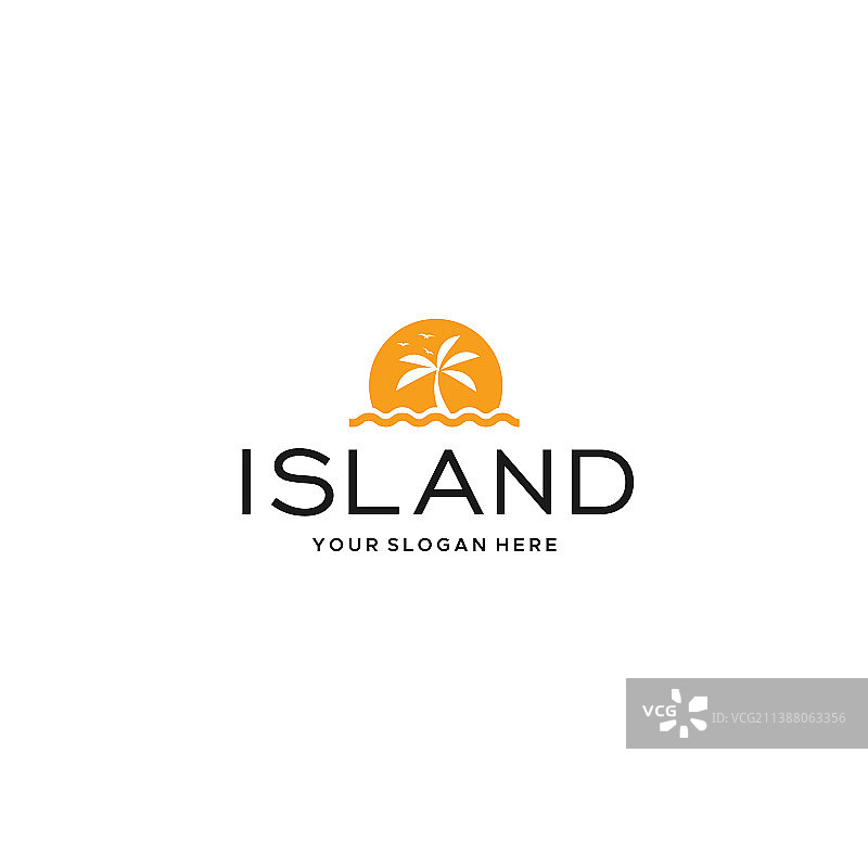 现代彩色海岛海滩日落标志设计图片素材