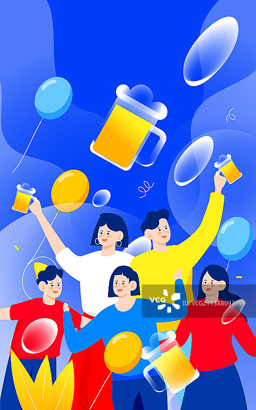 夏天啤酒节促销活动狂欢节夏日庆典美食插画图片素材