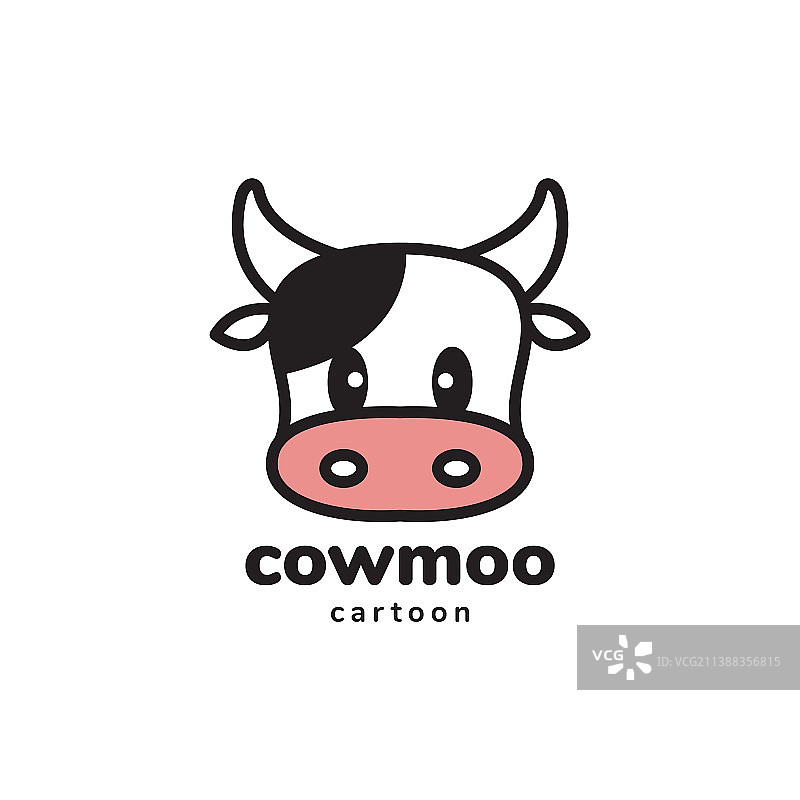 面对可爱的卡通小奶牛标志设计图形图片素材