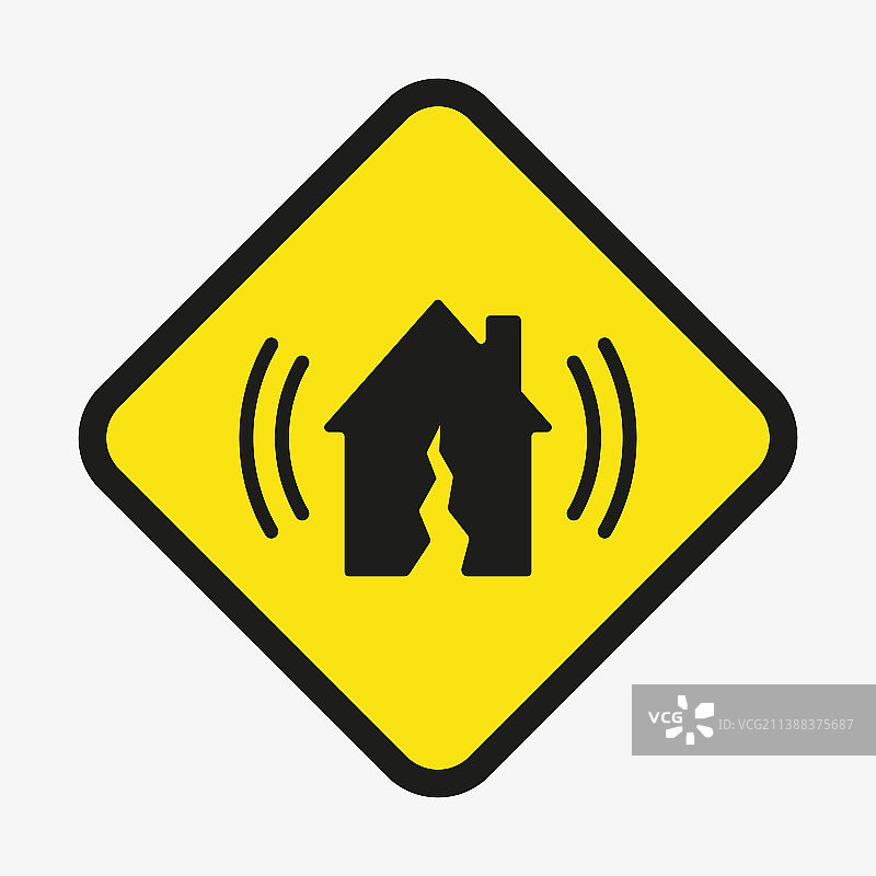 地震警示标志黄色标志图片素材