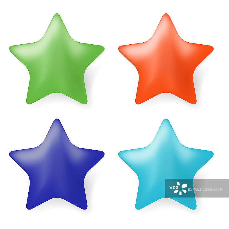 给予绿色、红色、蓝色的星星评价网页图片素材