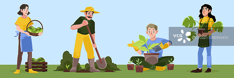 园艺或农场工作的男人和女人园丁图片素材