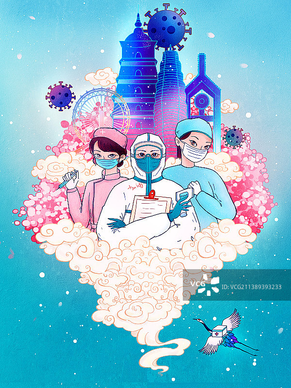 护士节女性主题巾帼英雄插画图片素材
