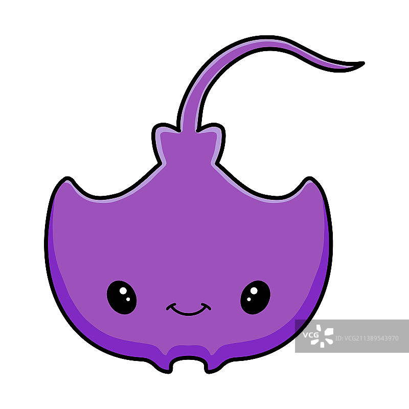 可爱的小紫色黄貂鱼卡通游泳图片素材