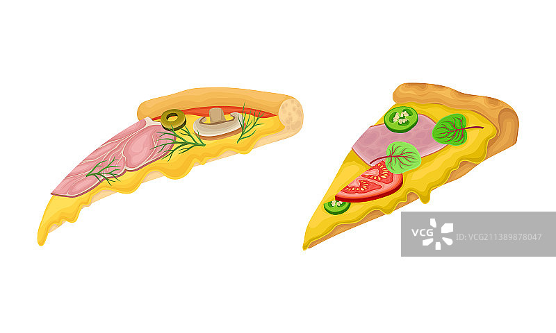 披萨片搭配传统的意大利快餐图片素材