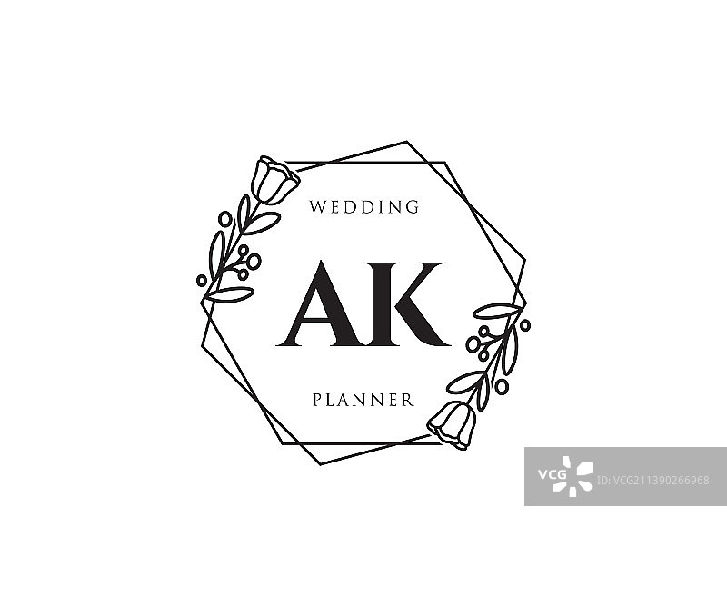 最初的ak女性标志可用于自然沙龙图片素材