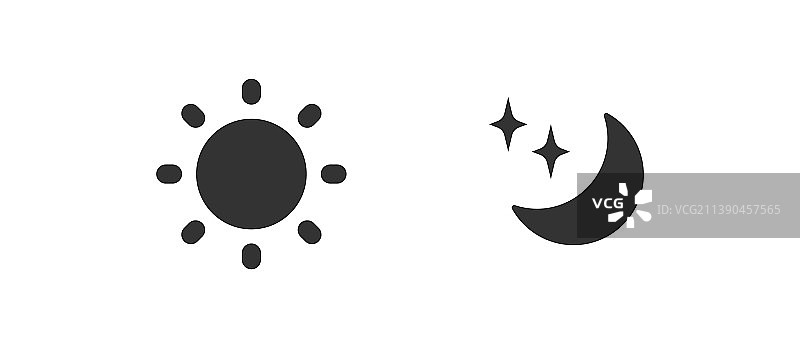 白天和黑夜模式太阳加月亮黑色图标平图片素材