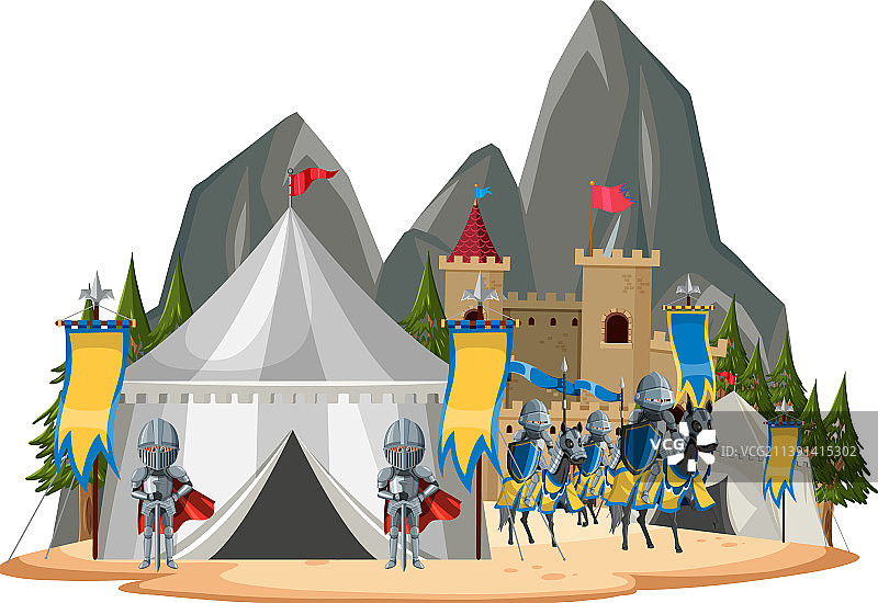 孤立的中世纪军营景观图片素材