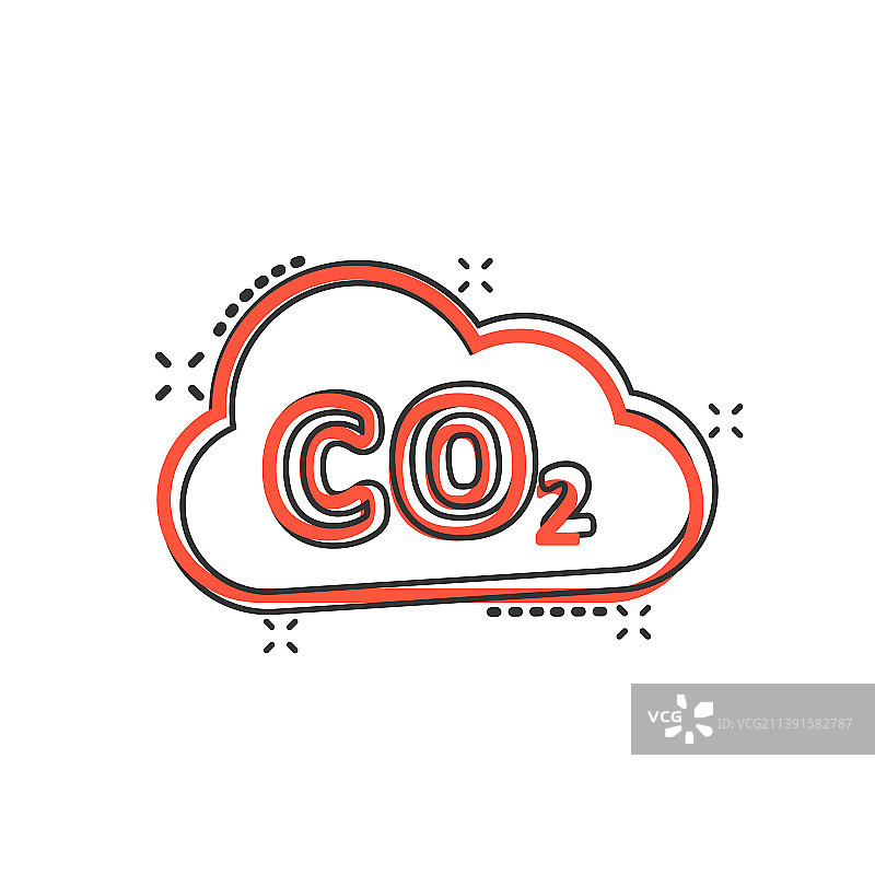 漫画式云灾难中的二氧化碳排放图标图片素材