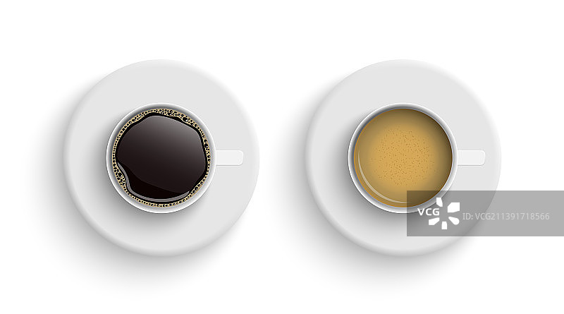 咖啡在白色的杯子从上看黑色图片素材