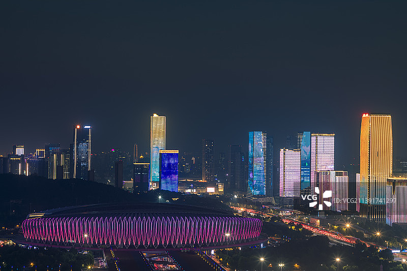山东济南奥体中心济南中央商务区高楼航拍图片素材