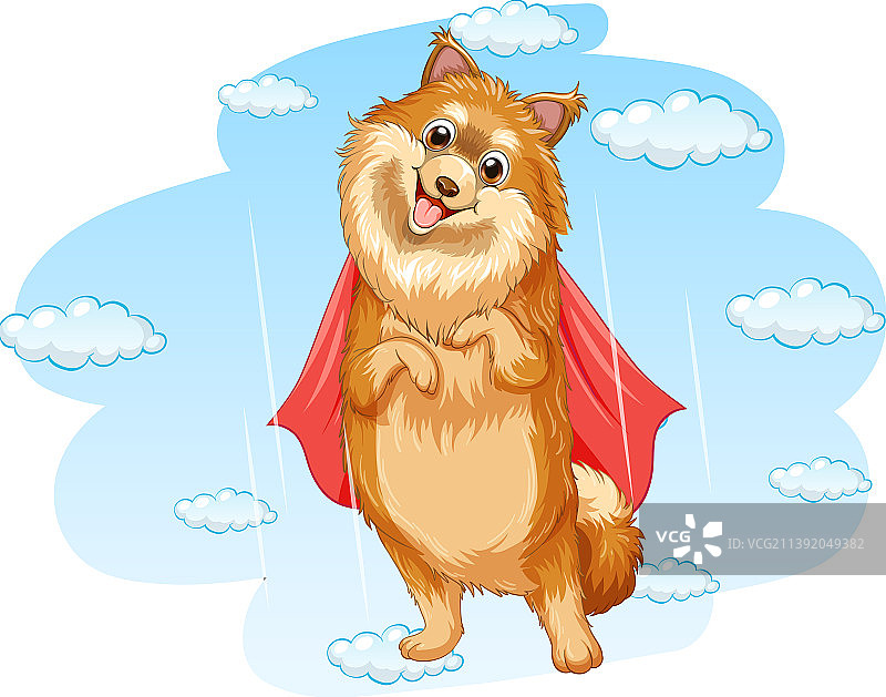 天空背景下的狗狗超级英雄图片素材