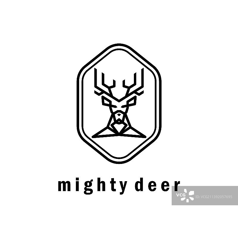Mighty deer head in line out logo设计摘要图片素材