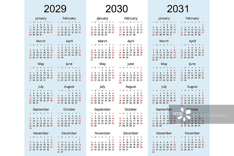 日历计划2029 2030 2031企业图片素材