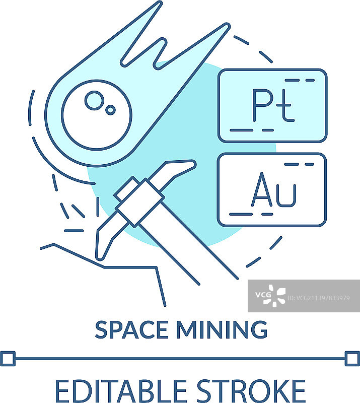 太空采矿蓝绿色概念图标图片素材