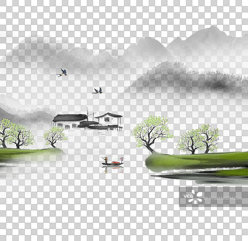 中国风节气山水风景插画背景图片素材