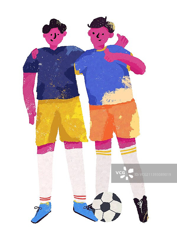 世界杯国际足球比赛结束合影运动员点赞获奖留念插画图片素材