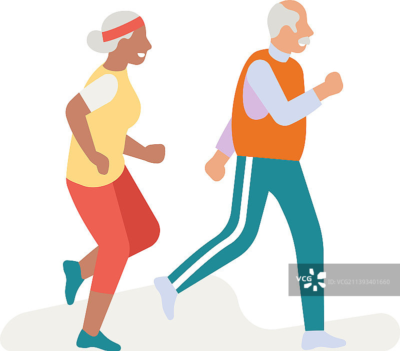 老人慢跑，男人和女人训练跑步图片素材